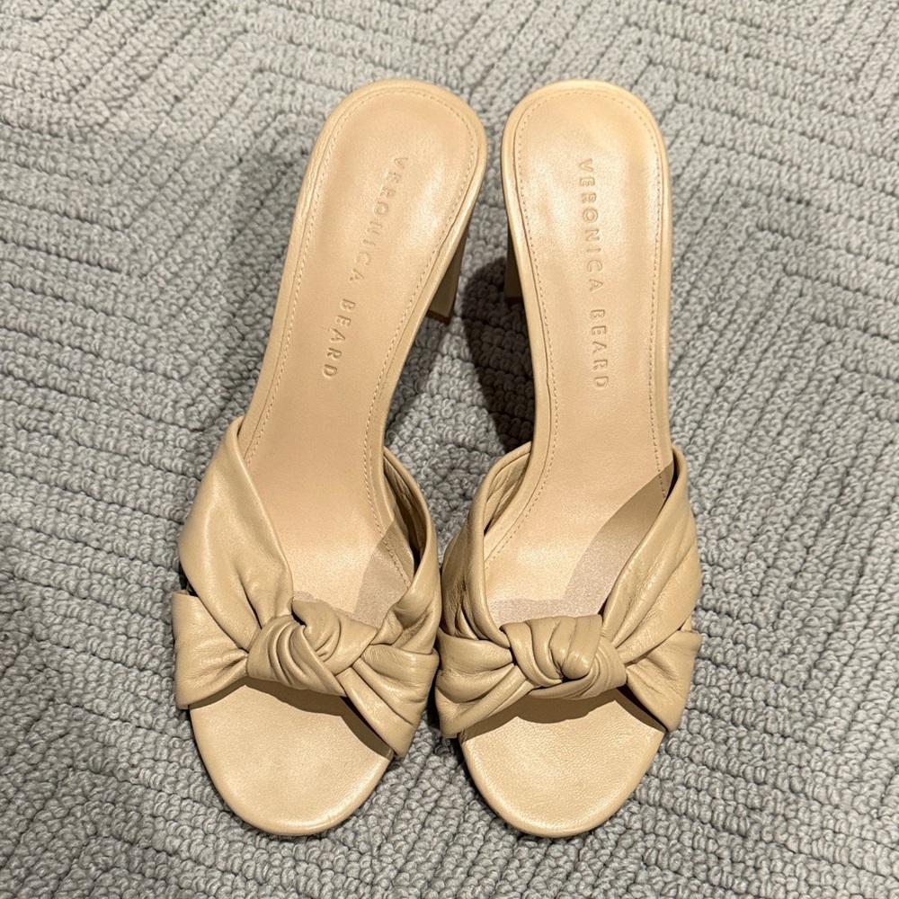 Veronica Beard Tan Knotted Mules